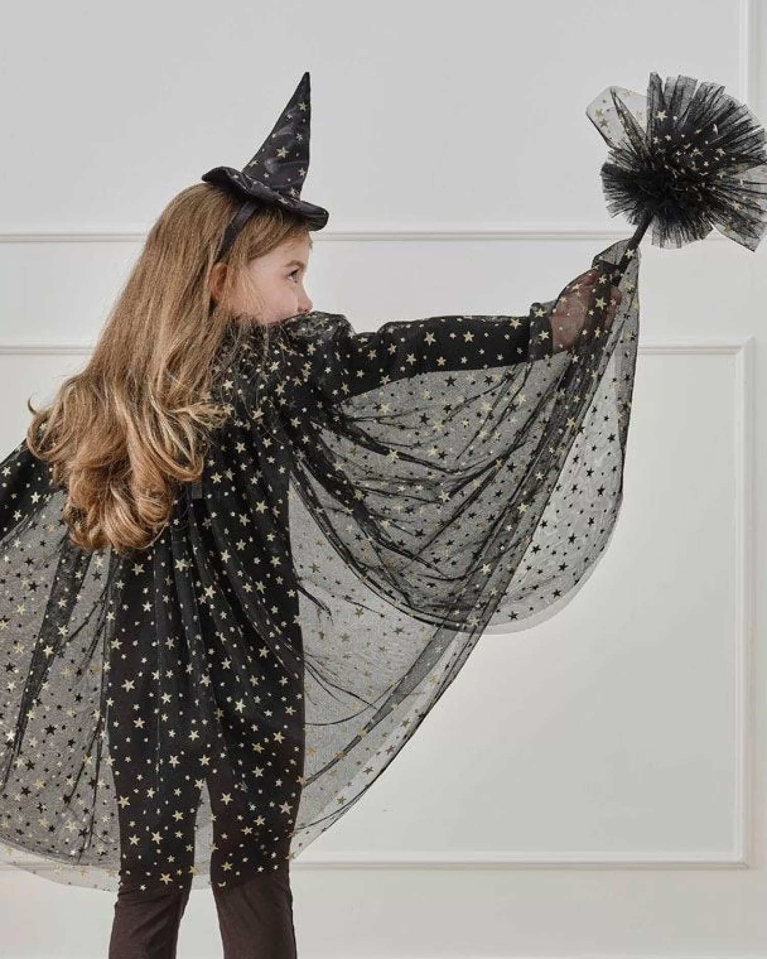 Witch Black & Gold Star Cape<Party Delights Shop