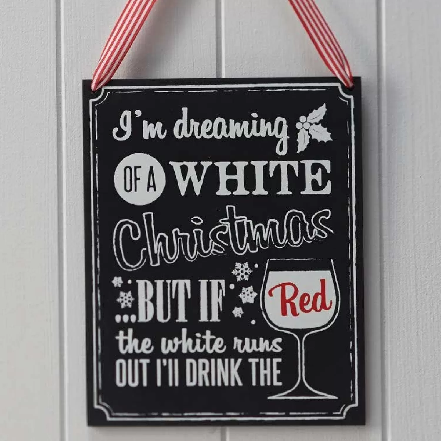 Wooden Chalkboard Christmas Wine Sign - 21.5Cm<Party Delights Online