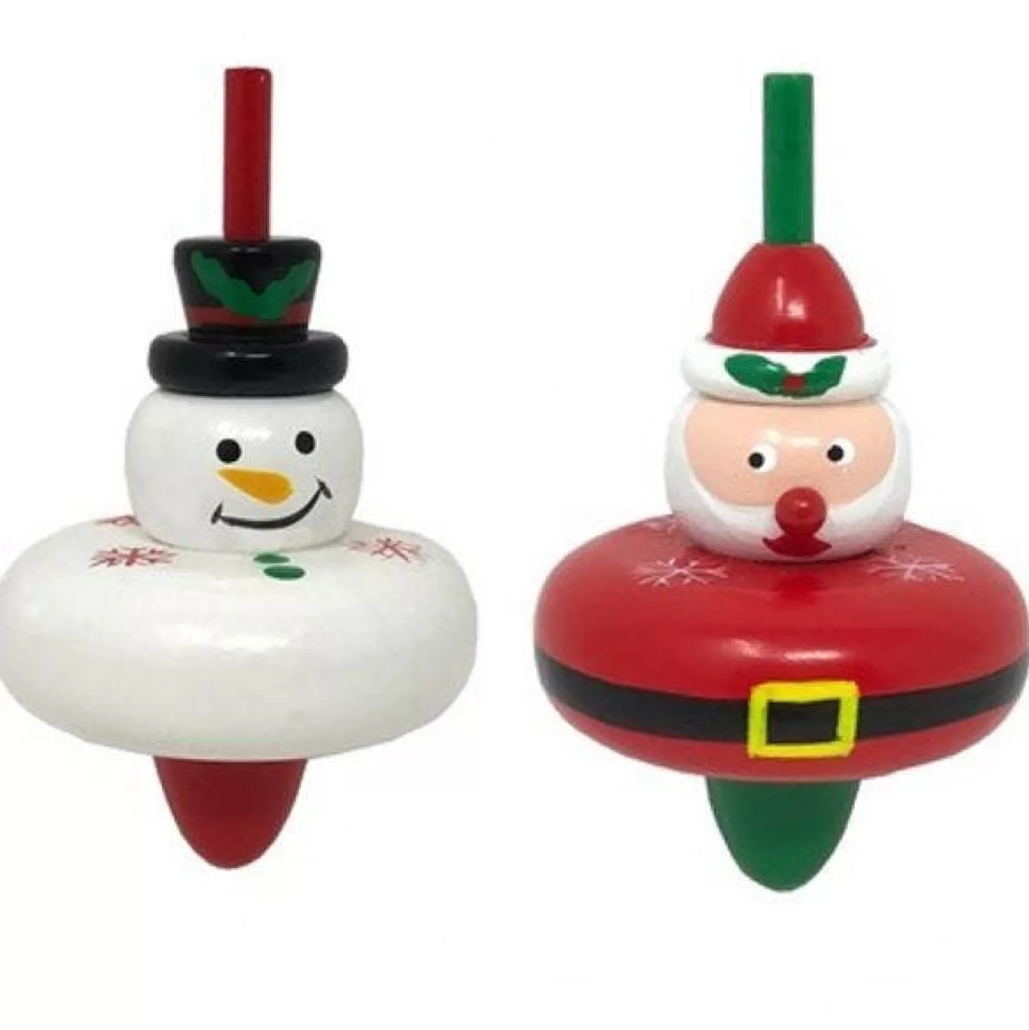 Wooden Christmas Spinning Top - 8Cm<Party Delights Clearance