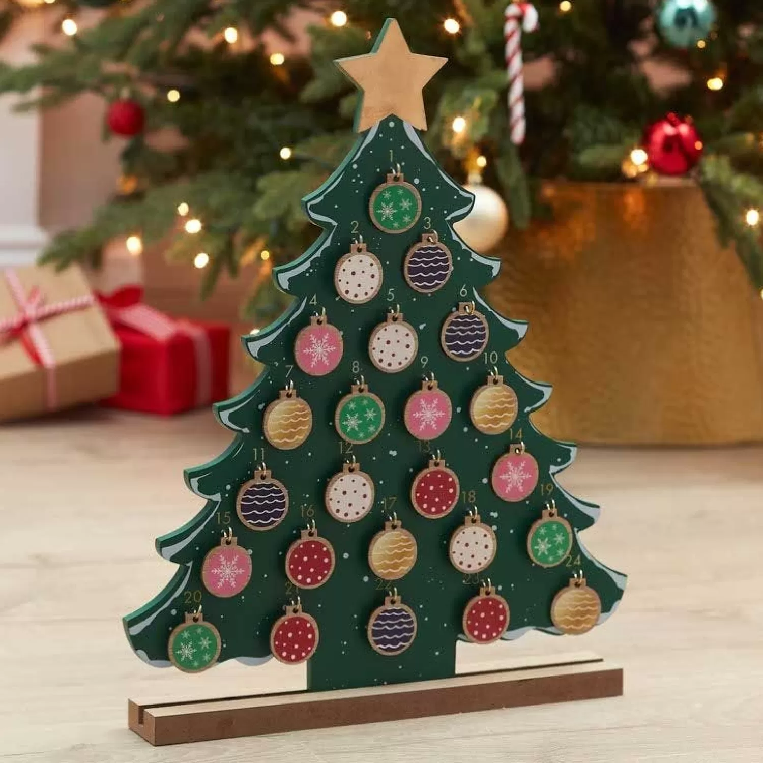 Wooden Christmas Tree Advent Calendar - 46Cm<Party Delights Online