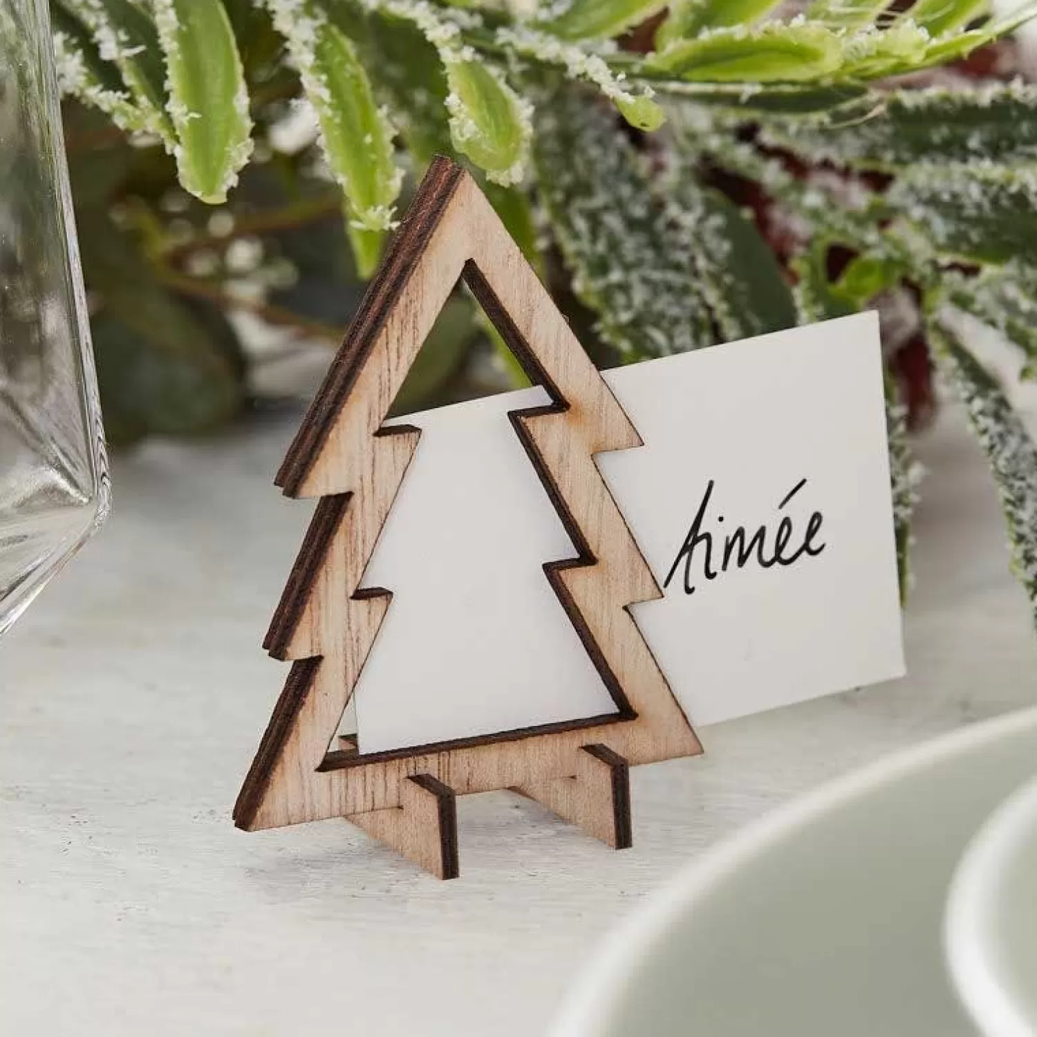 Wooden Cut Out Trees Place Cards - 6Cm (6Pk)<Party Delights Outlet