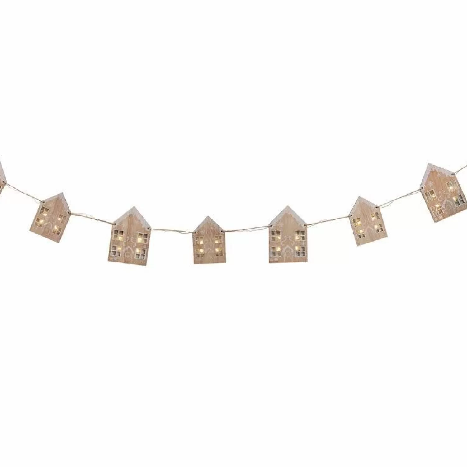 Wooden House Bunting With Light Up Windows - 2M<Party Delights Shop