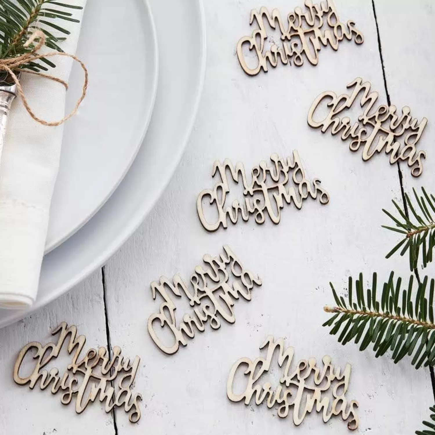 Wooden Merry Christmas Table Confetti (20Pk)<Party Delights Fashion