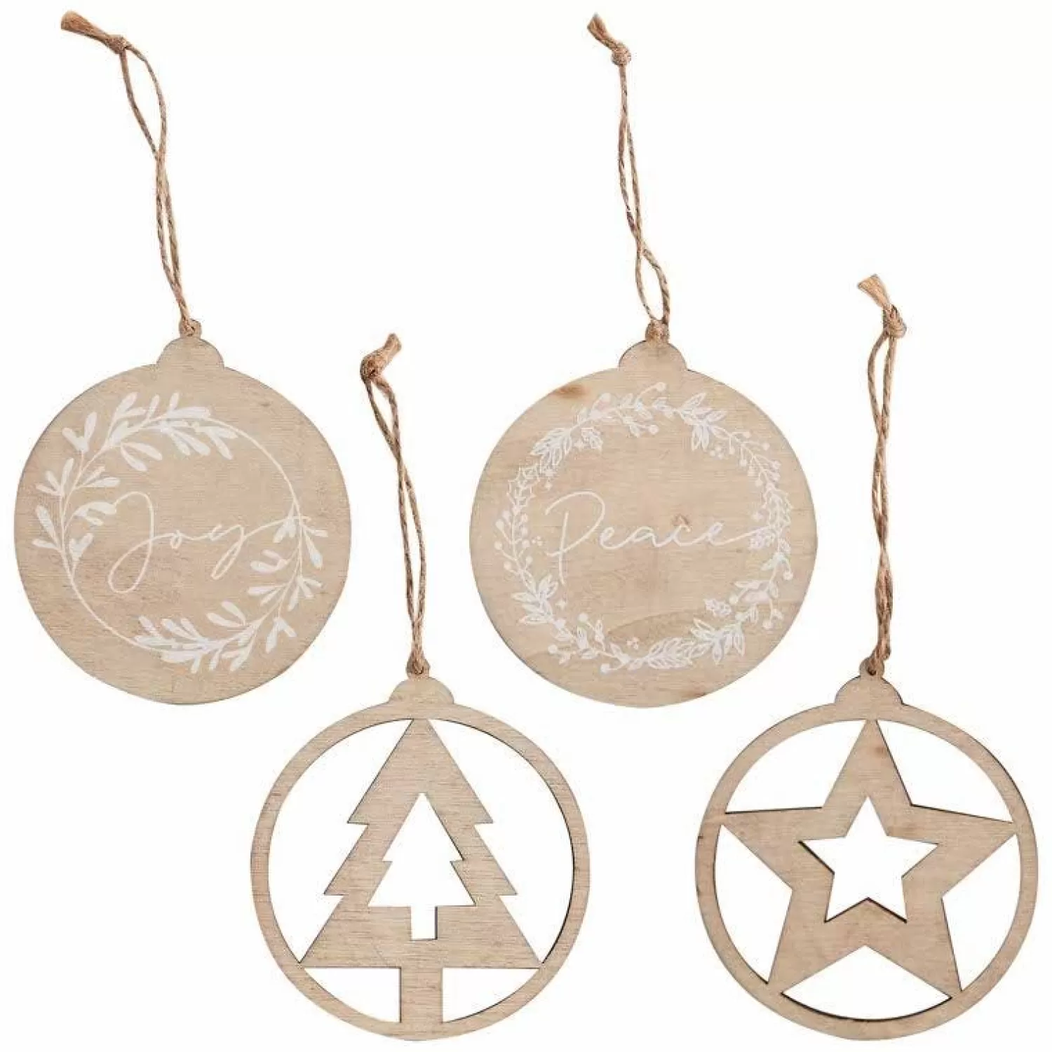 Wooden Tree Decorations Set - 9Cm (4Pk)<Party Delights Fashion