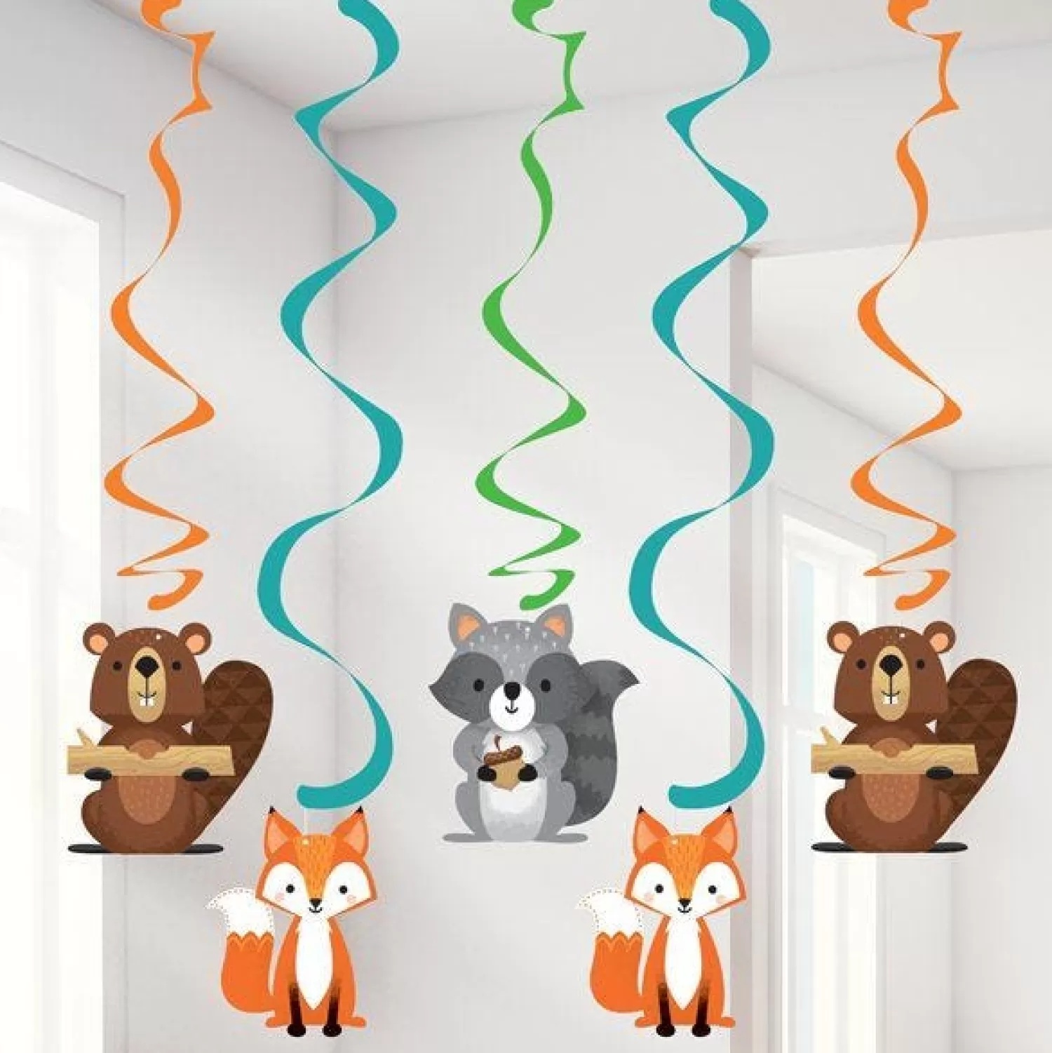 Fashion Party Delights Woodland Animals Hanging Swirls (5Pk)