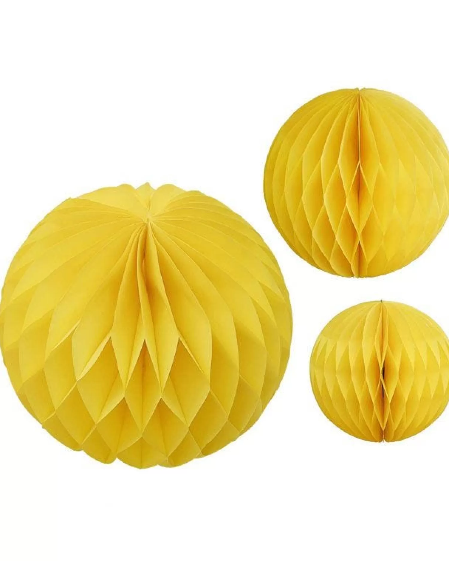 Yellow Paper Honeycomb Hanging Decorations (3Pk)<Party Delights New