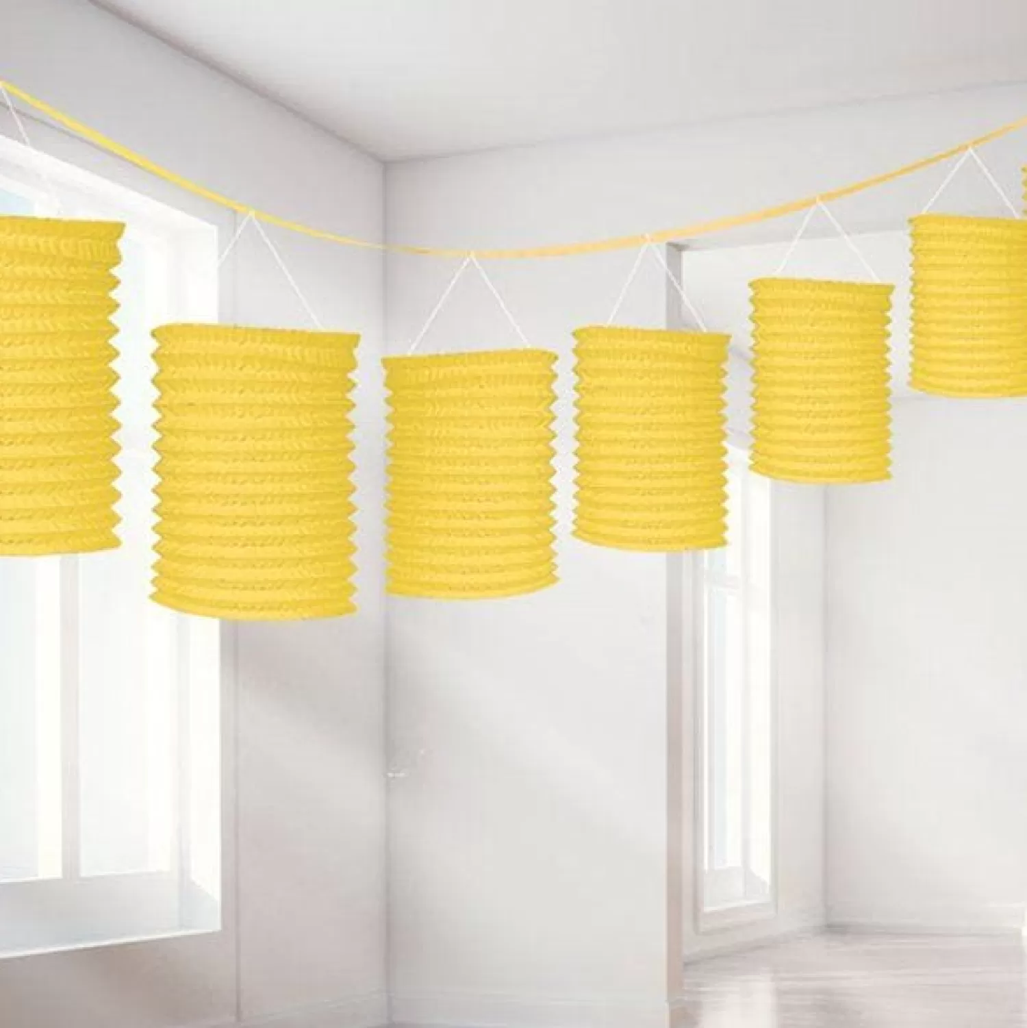 Discount Party Delights Yellow Paper Lantern Garland Decoration - 3.7M